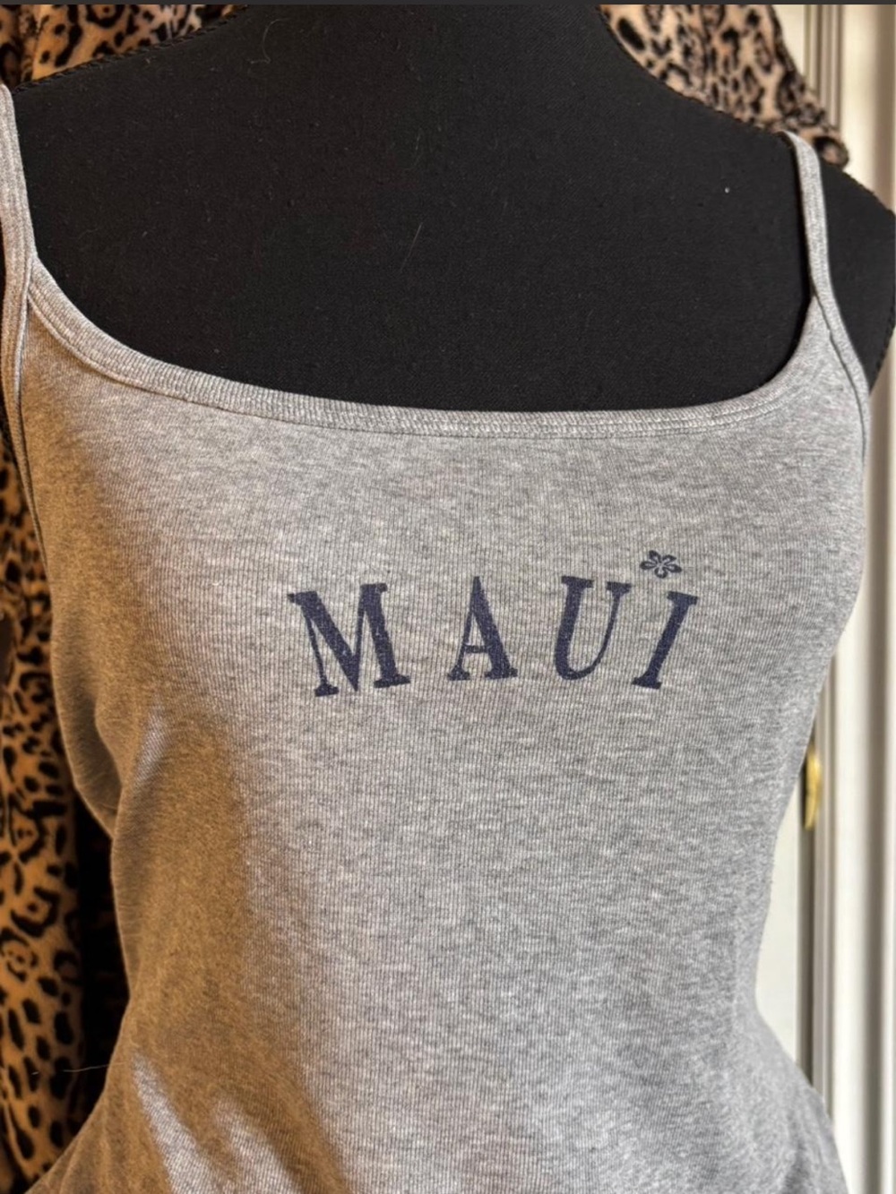 Kavio Grey Ribbed Camisole with Navy MAUI Print